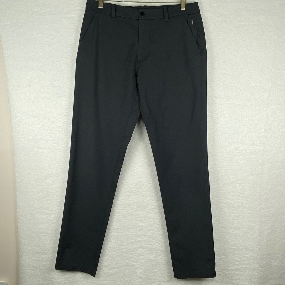 Lululemon Mens Commission Slim-Fit Pant Warpstreme Obsidian Black Gray 32x34‎